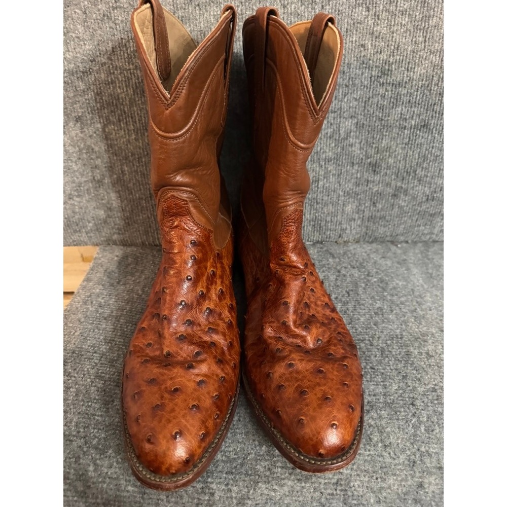 Tecovas Wyatt Full Quill Ostrich Cowboy Boots Pecan Brown Mens 11 EE 100111 - Picture 4 of 9